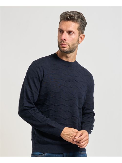 Men's Armani Exchange crew neck sweater with wavy texture ARMANI EXCHANGE | XM001560-AF11982FB066
